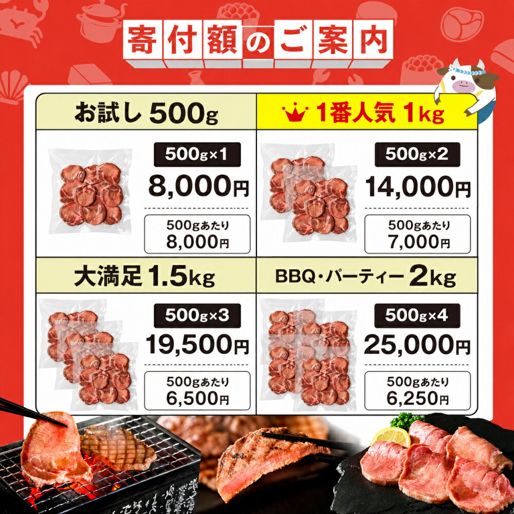 【ふるさと納税】 厚切り 牛タン 【内容量が選べる】 500g〜2kg （ ふるさと納税 牛タン 厚切り ふるさと納税 牛タン 訳あり ふるさと納税 訳あり 厚切り牛タン タン 牛たん 牛肉 牛 肉 焼肉 焼き肉 バーベキュー ふるさと 小分け 人気 ホタテ 出汁 仕込み 北海道 別海町 ）