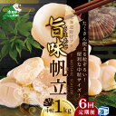 【ふるさと納税】【 緊急支援品 年6回 ホタテ 定期便 6ヶ月 半年 定期 】北海道 野付産 漁協からお届け 冷凍ホタテ 料理に使いやすい 中粒 ホタテ 1kg...