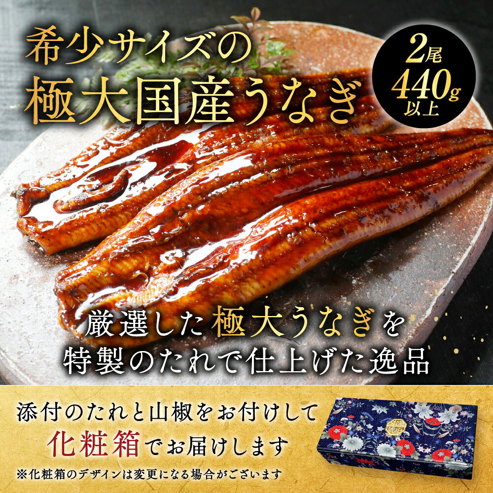 【ふるさと納税】国産 極大 特上うなぎ 220g 2尾 うなぎ 鰻 ウナギ 蒲焼き 蒲焼 かばやき 魚 魚介 魚貝 海鮮 うな重 ひつまぶし 蒲焼 訳あり ギフト 人気 おすすめ 北海道 別海町