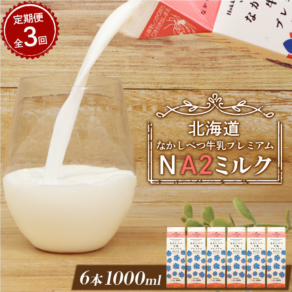 【ふるさと納税】【定期便：全3回】 なかしべつ牛乳 プレミアム NA2MILK 1000ml 6本 オンライン 申請 ふるさと納税 北海道 牛乳 ミルク プレミアムミルク 乳製品 健康 朝食 高栄養 a2 定期便 3ヶ月 中標津町【14051】