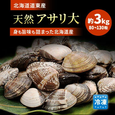 北海道道東産天然アサリ 大 3kg(80～130粒) 冷凍便【配送不可地域：離島】【1424012】