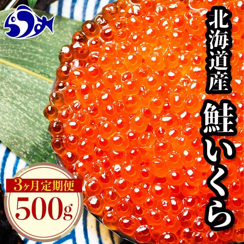 【ふるさと納税】【定期便】全3回！北海道産 いくら（鮭卵）醤油漬け 大容量500g（250g×2パック） イクラ たっぷり 小分け 生産者 支援 応援 F22M-124