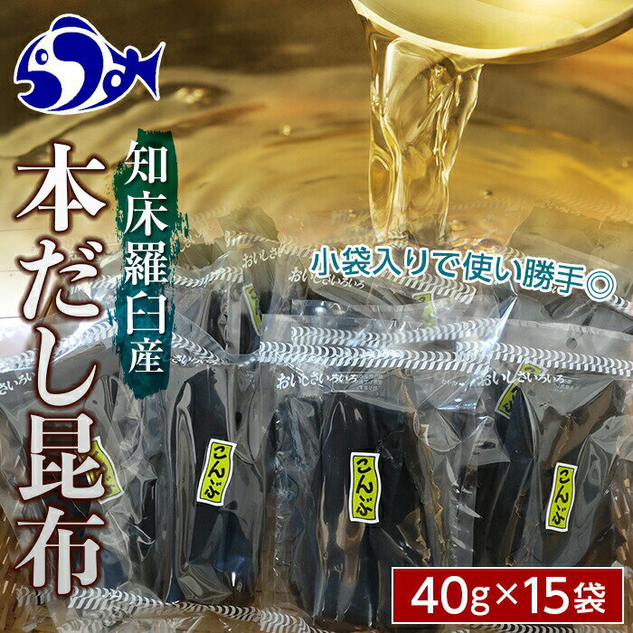 乾物(だし昆布)人気ランク10位　口コミ数「2件」評価「5」「【ふるさと納税】羅臼昆布だし用小分け昆布15袋セット(40g×15袋)北海道　知床　羅臼産　生産者 支援 応援」