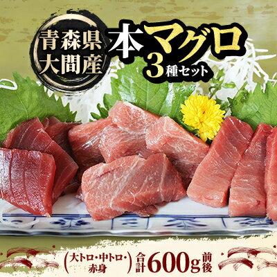 【ふるさと納税】大間産本マグロ 3種セット(大トロ・中トロ・赤身) 合計600g前後【配送不可地域:離島】【1657767】