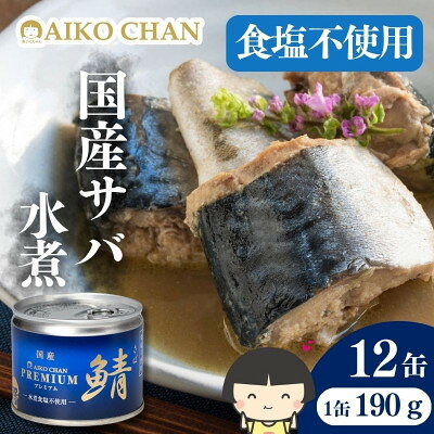 【ふるさと納税】あいこちゃんプレミアム サバ缶水煮食塩不使用　190g×12缶【1748884】