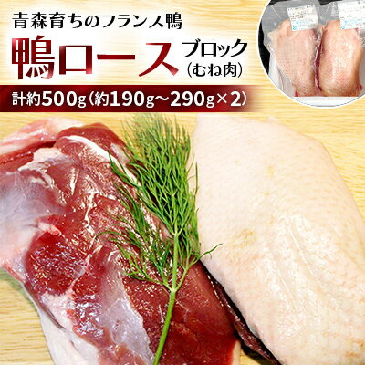 名称 鴨ロースブロック(むね肉)約500g_A2-89 保存方法 冷凍 発送時期 2024年6月より順次発送※生産・天候・交通等の事情により遅れる場合があります。 提供元 ジェイエフトレード 配達外のエリア 離島 お礼品の特徴 青森育ちのフランス鴨(バルバリー種)ロース約500gを新鮮な状態で真空にし、スライスしていないブロックの状態でお届けします。鴨鍋や塩とコショウだけのステーキがおススメです。 素材の味をそのままお楽しみください。 ■生産者の声 青森育ちのフランス鴨(バルバリー種)は、合鴨より脂身が少ないです。鴨肉には、鉄分(ヘム鉄)、ビタミンA・ビタミンB1・ビタミンB2が含まれており、また良質なタンパク質が豊富に含まれています。また、「不飽和脂肪酸」であるリノール酸や、レノン酸なども含み、脂肪成分粒子が細かく、低温で溶けるため消化、分解されやすく、健康食品としても注目されている食材です。 ■内容量/加工地 鴨ロースブロック　約500g(約190g～290g×2) 加工地:青森市 ■原材料 鴨むね肉 ■賞味期限 冷凍保存で加工日より210日 ■注意事項/その他 ・お召し上がりになる前日に冷蔵庫で解凍してください。 ・解凍後はお早めにお召し上がりください。 ■地場産品基準 青森市内において生産された原材料(鴨肉)が返礼品の付加価値の大半を占めているため。(告示第5条第2号に該当) ・ふるさと納税よくある質問はこちら ・寄附申込みのキャンセル、返礼品の変更・返品はできません。あらかじめご了承ください。このお礼品は以下の地域にはお届けできません。 ご注意ください。 離島