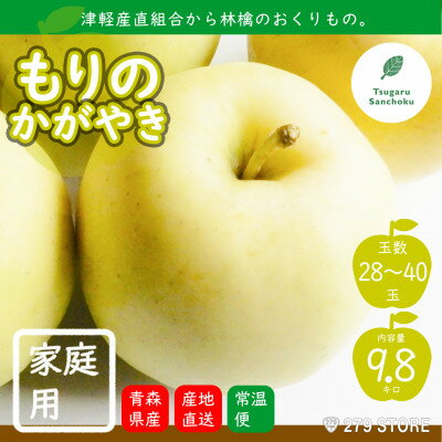 【ふるさと納税】10月中旬頃発送 もりのかがやき 家庭用 10キロ箱 9.8kg 28～40玉 津軽りんご 産地直送【配送不可地域：離島】【1290163】のサムネイル