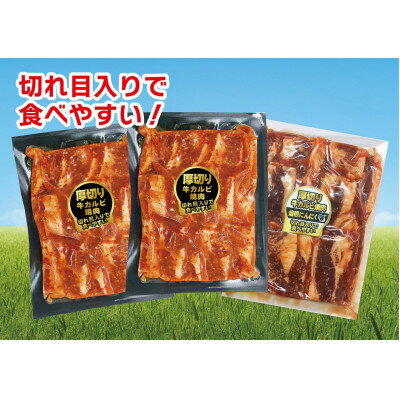 【ふるさと納税】焼肉　厚切り牛カルビ2種　計3袋セット【配送不可地域：離島】【1300758】のサムネイル