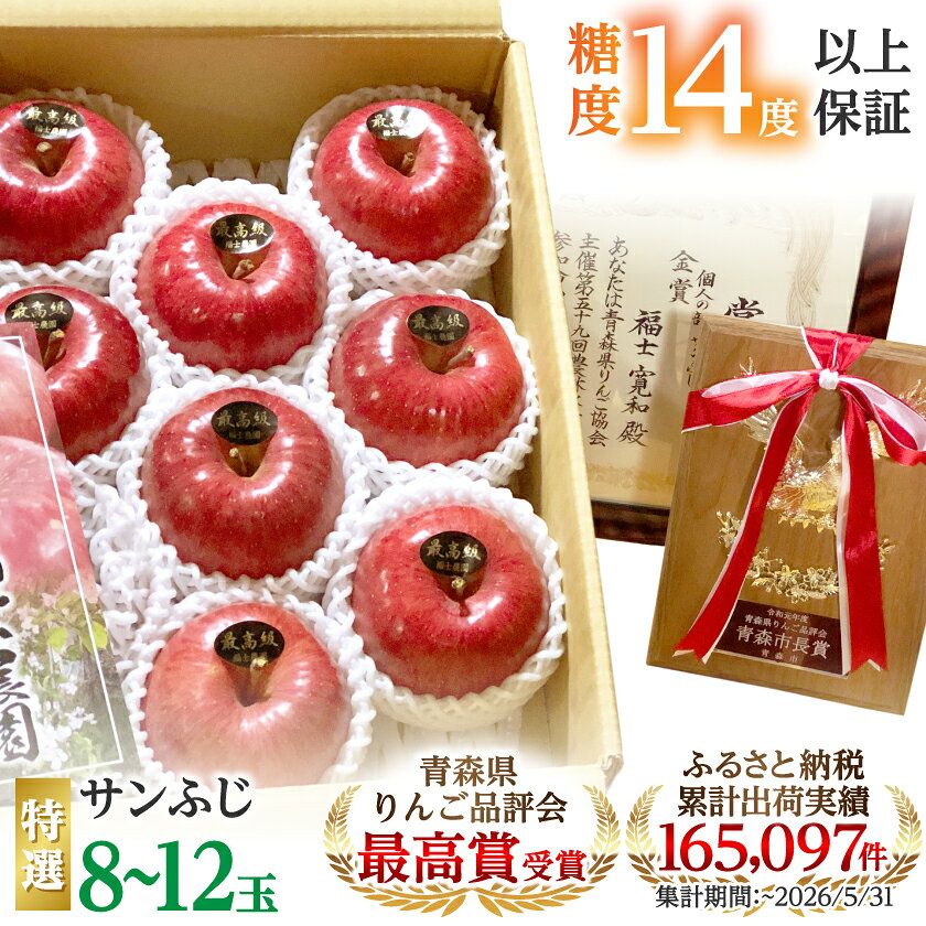 [りんご品評会最高賞]特選/贈答用 糖度14度以上保証「サンふじ」3kg りんご_ りんご リンゴ 林檎 サンふじ 贈答用 高級 特選 果物 フルーツ 青森県産 美味しい 人気 ギフト 送料無料 [配送不可地域:離島]