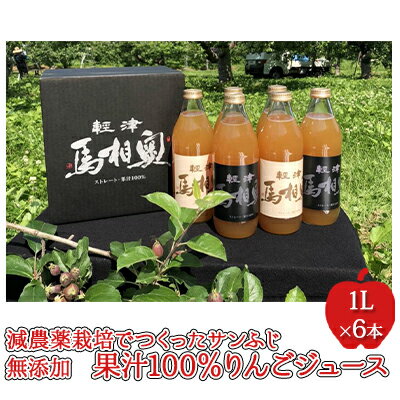 【ふるさと納税】減農薬栽培ストレート果汁100％リンゴジュース（無添加）【1L×6本】　【飲料類・果汁飲料・ジュース・果物類・林檎・りんご・青森県産】