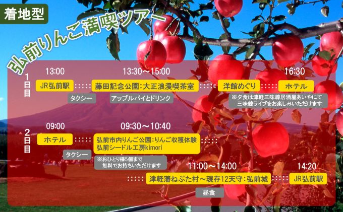 【ふるさと納税】【タクシーでらくらく移動】着地型弘前りんご満喫ツアー　3名様ご招待　【チケット・入場券・優待券・体験チケット・りんご収穫体験・ツアー】 3