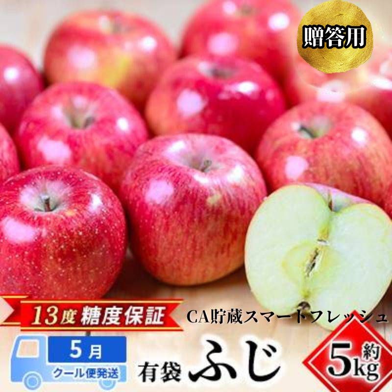 【5月クール便発送】 (13度糖度保証) 贈答用 CA貯蔵有袋ふじ 約5kg りんご リンゴ 林檎 有袋ふじ ふじ 果物 くだもの フルーツ 弘前 弘前市産 青森りんご 青森　【 弘前市 】　お届け：2024年5月8日～2024年5月31日