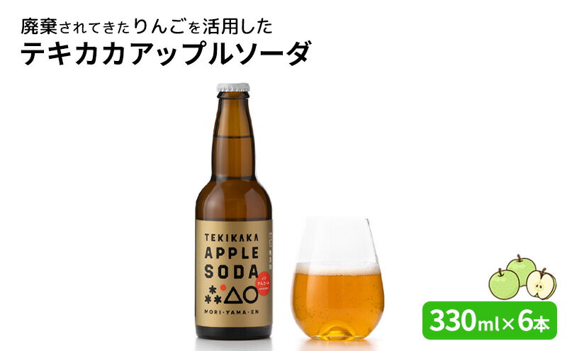 【ふるさと納税】廃棄されてきたりんごを活用した テキカカアップルソーダ 330ml×6本　【 飲料類 果汁飲料 ジュース 炭酸飲料 サイダー 廃棄 SDGs 甘さ控えめ ポリフェノール おすすめ 特別栽培認証 】