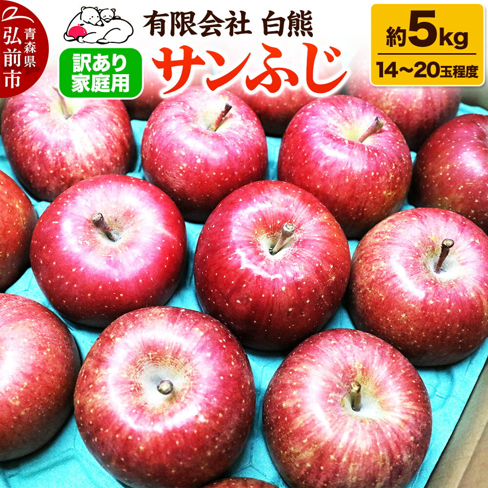 りんご 訳あり家庭用[25年11月出荷]白熊 サンふじ 約5kg(14〜20玉程度)糖度13度