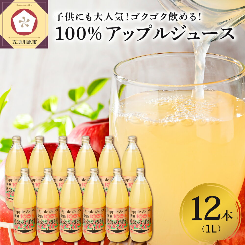 りんごジュース ストレート 1L×6本×2箱 計12本 青森 完熟 果汁 100% リンゴジュース 五所川原| ふるさと納税 リンゴ ジュース 国産 フルーツ くだもの 人気 贈答用 林檎 お取り寄せ 特産 高評価 ランキング りんご 送料無料[発送時期が選べる]