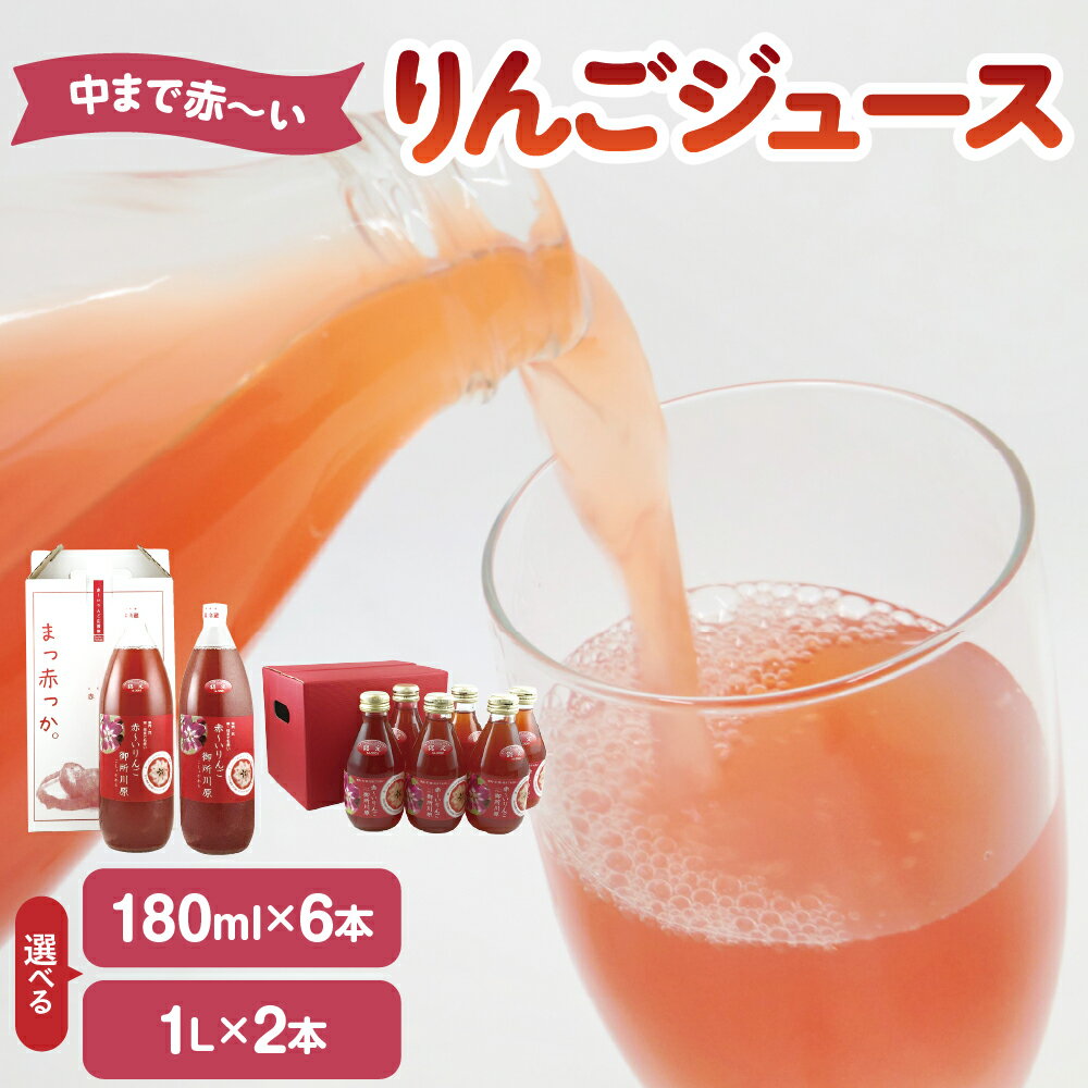 りんごジュース ストレート 果汁 100% ( 選べる内容量 : 180ml×6本 / 1L×2本 ) 中まで赤〜いりんごジュース [飲料類・果汁飲料・りんご・ジュース・リンゴジュース・ジュース 林檎ジュース 青森 五所川原 アップルジュース 瓶 フルーツジュース ]