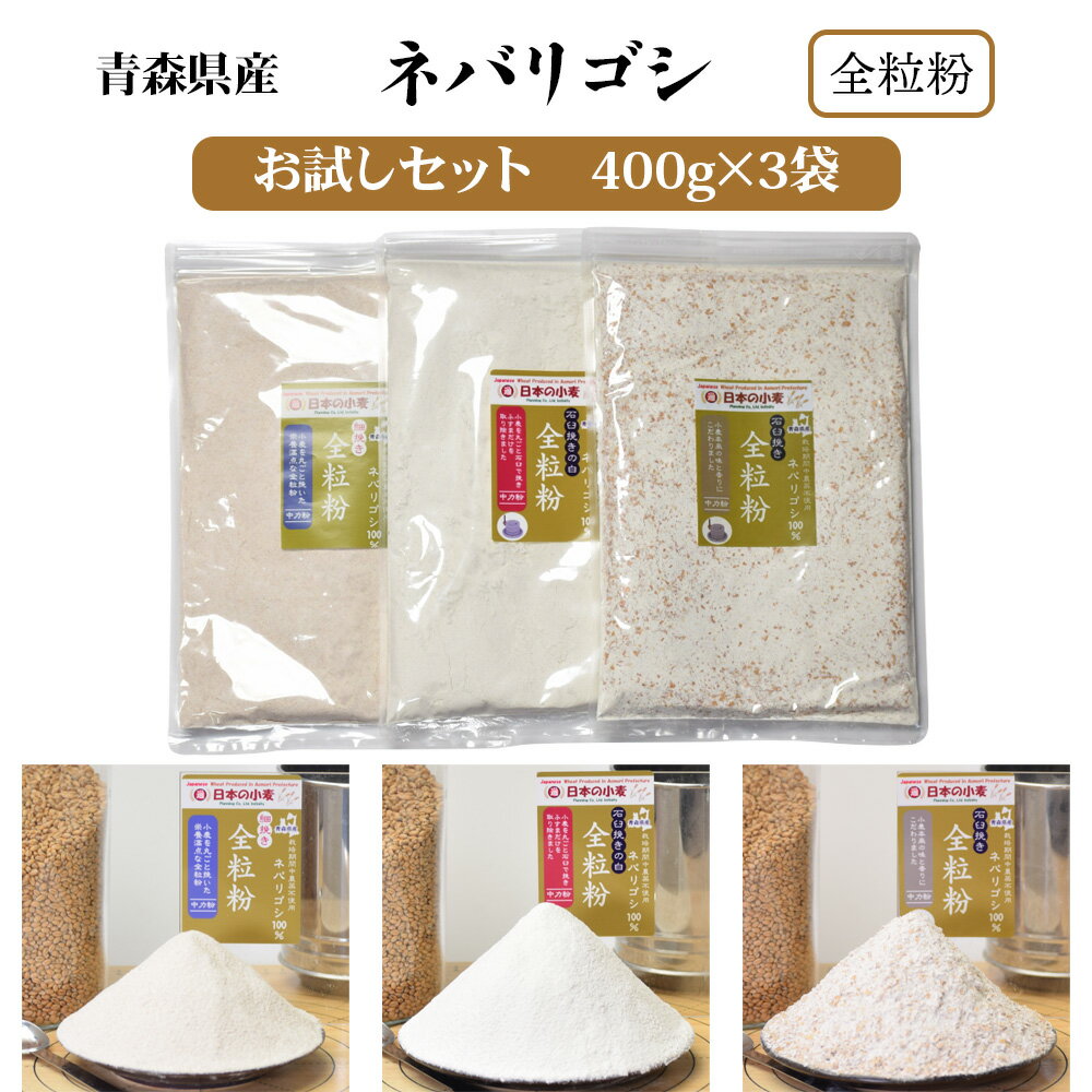 【ふるさと納税】小麦粉セット 栽培期間中 農薬不散布 青森県産 ネバリゴシ 中力粉 400g×3 国産小麦 全..