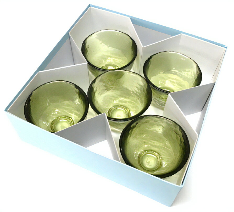 しゃりきびいどろ No.50 盃5個セット [0038] 日本酒酒 食器 お猪口 おちょこ コップ グラス 職人 ガラス 細工