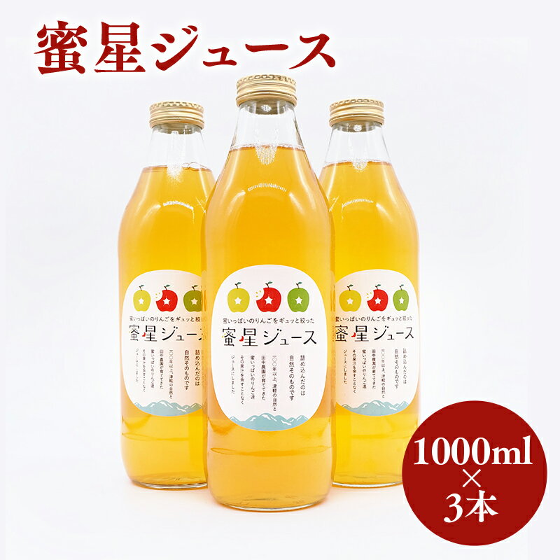 【ふるさと納税】 100年の歴史 蜜星ジュース 1L×3本 林檎 林檎ジュース フルーツ 果物 アップル 青森県 平川市 平川市産 お取り寄せ 果汁 100% リンゴジュース ジュース 贈答 オリジナル ミックス 飲料 田中農園 レビューキャンペーンのサムネイル