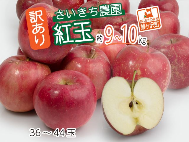 【ふるさと納税】【訳あり】[青森県産りんご]さいきち農園の紅玉約9〜10kg(36〜44玉)　　青森県鰺ヶ沢町産りんご　【果物類・林檎・りんご・リンゴ・紅玉・訳あり】　お届け：2022年10月1日〜10月10日