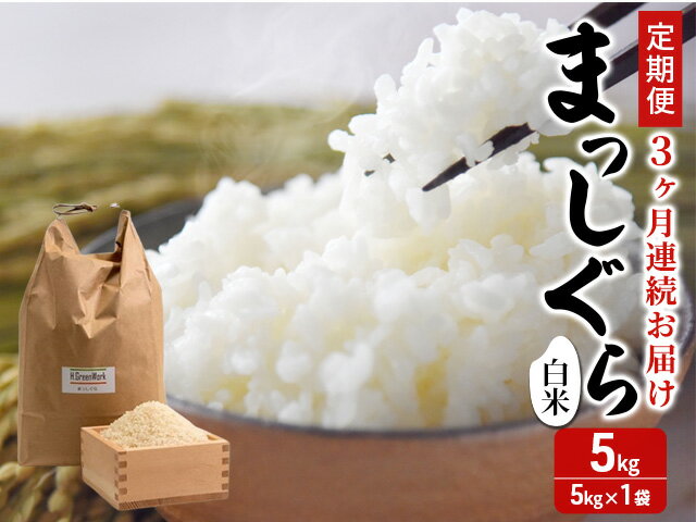 【ふるさと納税】新米 定期便 3ヶ月 令和7年産 まっしぐら 白米 5kg 1袋 米 精米 こめ お米 おこめ コメ ご飯 ごはん 令和7年 H.GREENWORK 6回 半年 お楽しみ 青森 青森県 鯵ヶ沢町 　お届け：2025年11月中旬頃より順次配送予定