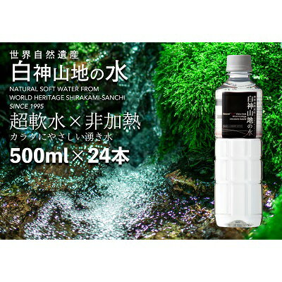 白神山地の水 500ml×24本 ナチュラルウォーター 飲料水 軟水 超軟水 非加熱 弱酸性 湧水 湧き水 水 ウォーター ペットボトル 青森県 鰺ヶ沢町 国産　