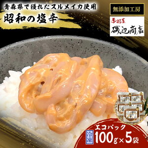 【ふるさと納税】塩辛 エコパック 昭和の塩辛 100g×5袋 セット 珍味 無添加 海産物 海鮮 魚介類 魚介 いか イカ いか塩辛 詰め合わせ ご飯のお供 おつまみ おつまみセット 加工食品 惣菜 冷凍 ※ご入金確認後 3ヶ月以内の発送になります。　【 青森県鰺ヶ沢町 】