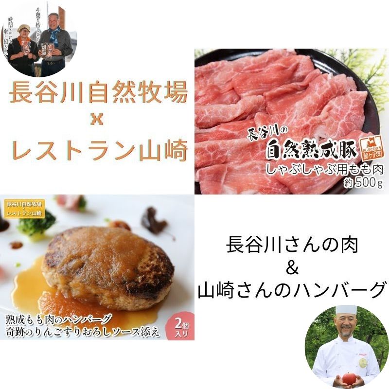 [長谷川自然牧場×レストラン山崎]長谷川さんの肉&山崎さんのハンバーグセット[同月お届け、別送] [定期便・お肉・牛肉・モモ・お肉・ハンバーグ]