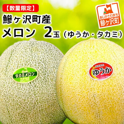 【ふるさと納税】【先行予約2024年産】鰺ヶ沢町産 メロン 2玉（ゆうか・タカミ）　【 鰺ヶ沢町 】　お届け：2024年7月25日～2024年8月10日のサムネイル