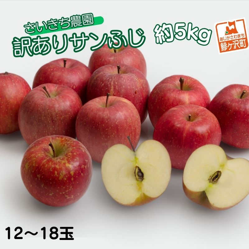 【ふるさと納税】りんご 訳あり 青森 サンふじ 約 5kg （12～18玉) リンゴ サイキチ農園 青森県 鰺ヶ沢町産 フルーツ 果物 不揃い 傷 林檎 サンフジ ふじ 2024 12月～1月発送　【 鰺ヶ沢町 】　お届け：2024年12月10日～2025年1月10日のサムネイル