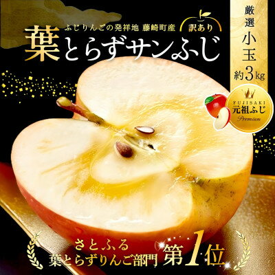[年明け発送] 葉とらずサンふじ 厳選 小玉 約3kg ご家庭用(訳あり) 青森県産リンゴ[配送不可地域:離島・沖縄県]
