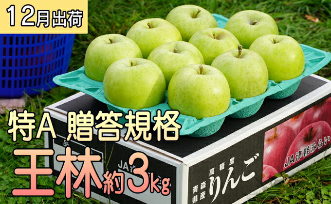 【ふるさと納税】年内 贈答規格 王林 約3kg（特A）【12月・青森りんご・JA津軽みらい(板柳）】　果物類・林檎・りんご・リンゴ　お届け：2024年12月1日～2024年12月28日
