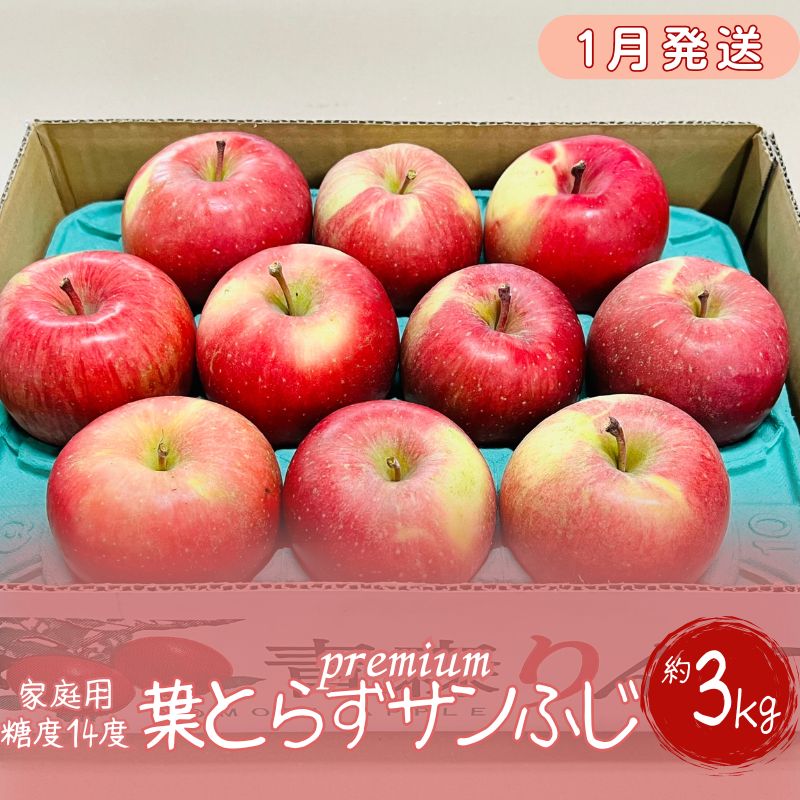 【ふるさと納税】【1月発送】訳あり 家庭用 プレミアム葉とらずサンふじ蜜入り 約3kg【糖度14度保証】【青森りんご・マルコウアップル】 　お届け：2025年12月1日～2025年12月31日