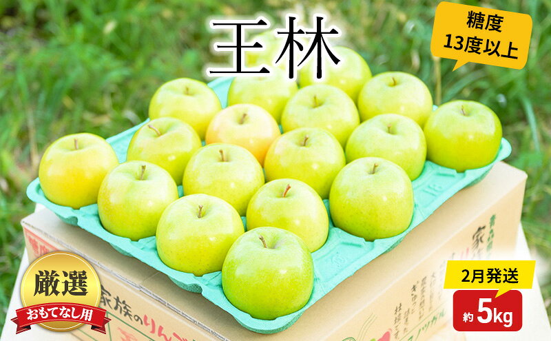 【ふるさと納税】りんご 【2月発送】 糖度13度以上 おもてなし用 家庭用 王林 約 5kg 【 青森りんご 果物 フルーツ デザート 食後 青森県産 産地直送 贈り物 】　お届け：2026年2月20日頃～2026年2月28日