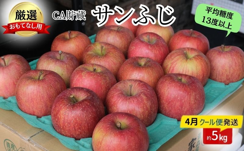 【ふるさと納税】りんご 【4月クール便発送】 平均糖度13度以上 おもてなし用 家庭用 CA貯蔵 サンふじ 約 5kg 【 青森りんご 】 果物 フルーツ デザート 食後 おやつ シャキシャキ ジューシー りんごの王様　お届け：2026年4月20日頃～2026年4月30日