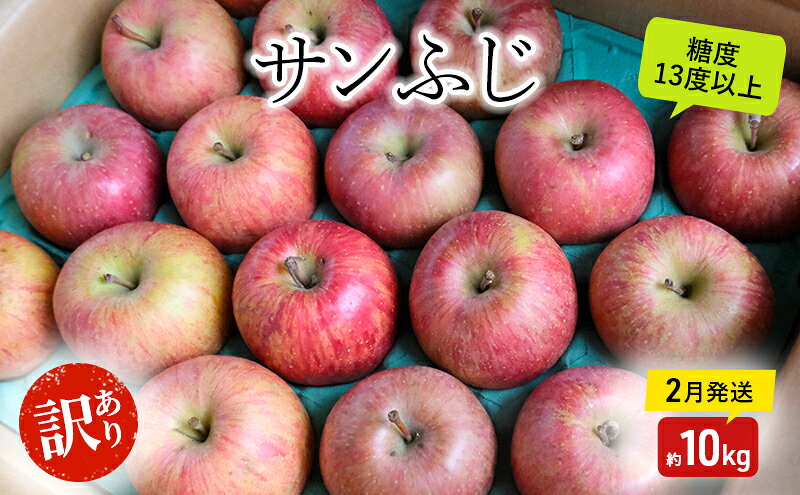 【ふるさと納税】りんご【2月発送】糖度13度以上 訳あり品 家庭用 サンふじ 約10kg【青森りんご】果物類 フルーツ 林檎 リンゴ 弘前市 青森県 おやつ デザート　お届け：2026年2月20日頃～2026年2月28日