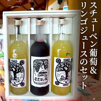 【ふるさと納税】スチューベン葡萄＆リンゴジュースのセット　【