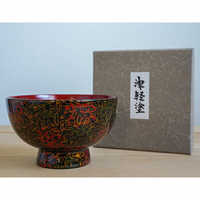 【ふるさと納税】津軽塗　汁椀1客・唐塗 黒口呂上　【食器・汁椀・工芸品・津軽塗・伝統技術・手作り】のサムネイル