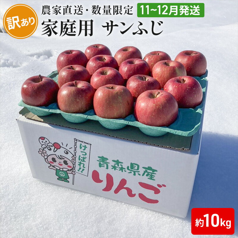 【農家直送・数量限定】 11～12月発送 家庭用 サンふじ 約10kg 【訳あり】 　【 果物 フルーツ 青森りんご シャキシャキ 農家直送 】　お届け：2024年11月中旬～2024年12月中旬まで