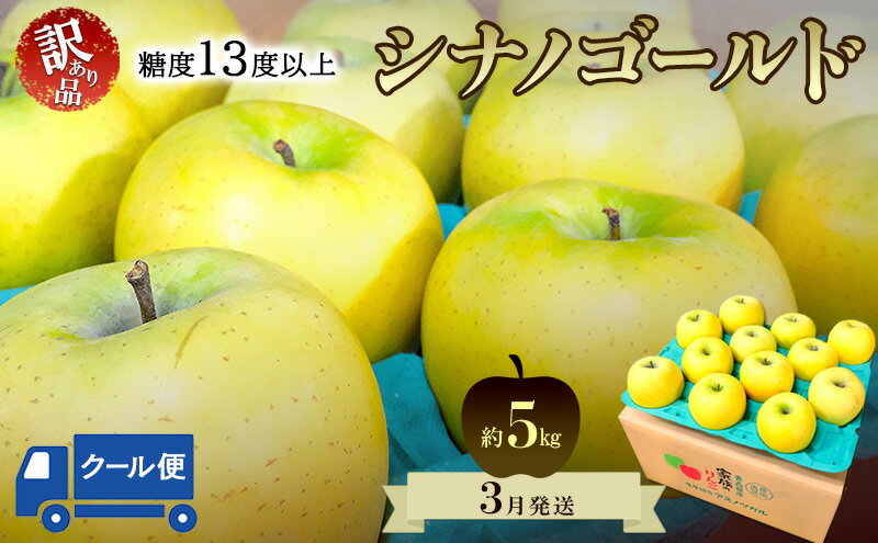 【ふるさと納税】りんご【3月クール便発送】平均糖度13度以上 訳あり品 家庭用 シナノゴールド 約5kg【青森りんご 果物 フルーツ デザート 食後 青森県産 産地直送 贈り物】　お届け：2026年3月上旬～2026年3月下旬まで