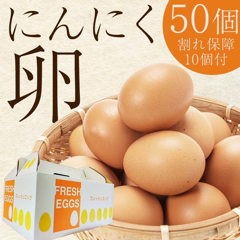 青森県産 にんにく卵 50個 (割れ保障10個付) [修清] たまご タマゴ 玉子 エッグ にんにく 栄養 濃厚 甘み 卵かけご飯 特産品 地元 中泊町 青森 F6N-079