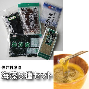 【ふるさと納税】スープ具材におすすめ!佐井村海藻5種セット(とろろ昆布 40g×1袋、干しひじき 30g×1袋、干しふのり 15g×1袋、あらめきざみ昆布 80g×1袋、塩蔵わかめ 150g×1袋)