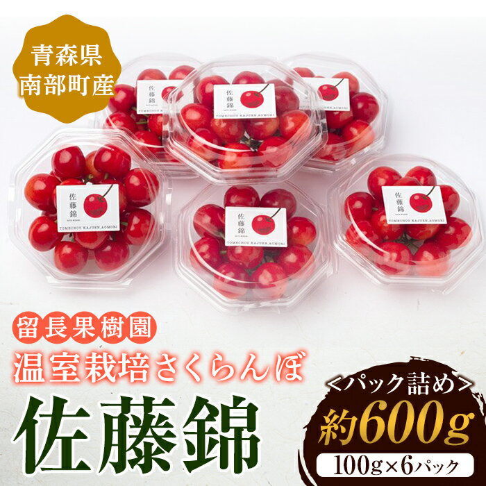 【ふるさと納税】 温室栽培 さくらんぼ 「佐藤錦」600g（100g×6パック） 【留長果樹園】 期間限定 初夏のルビー　贈答 フルーツ王国 南部町 国産 サクランボ チェリー 青森 F21U-147