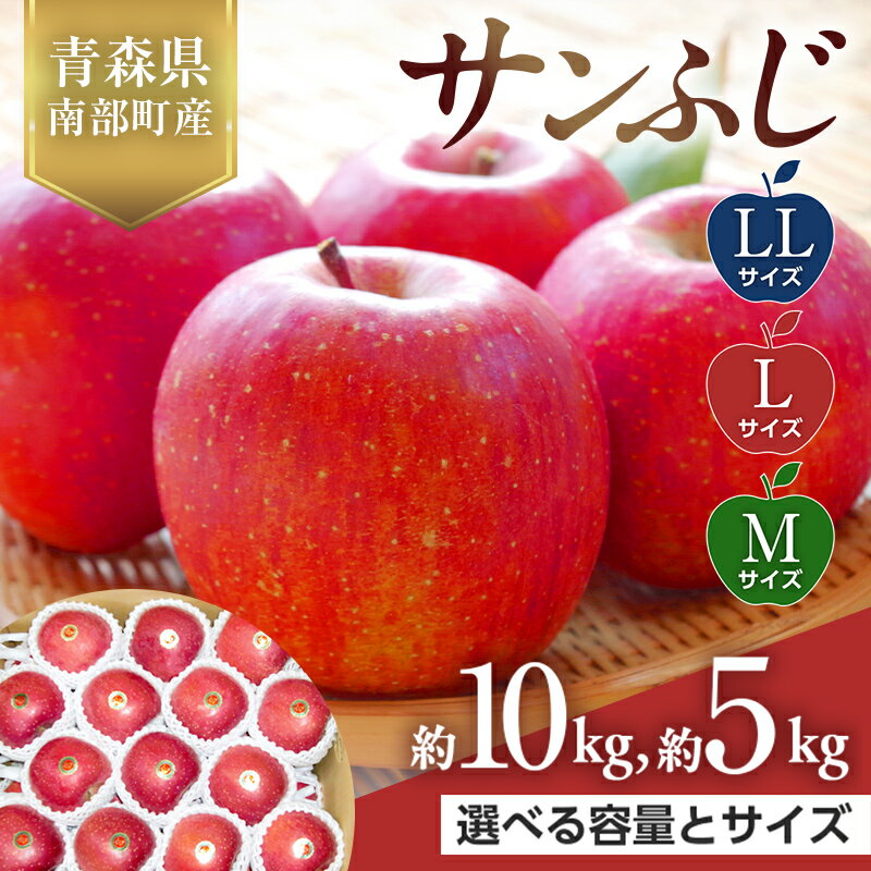 [選べる容量とサイズ] 青森県産 サンふじ LLサイズ・Lサイズ・Mサイズ/5kg・10kg [佐々木あきおはるこ農園] 青森りんご リンゴ 林檎 アップル あおもり 青森県 南部町 三戸 果物 くだもの フルーツ F21U-546var