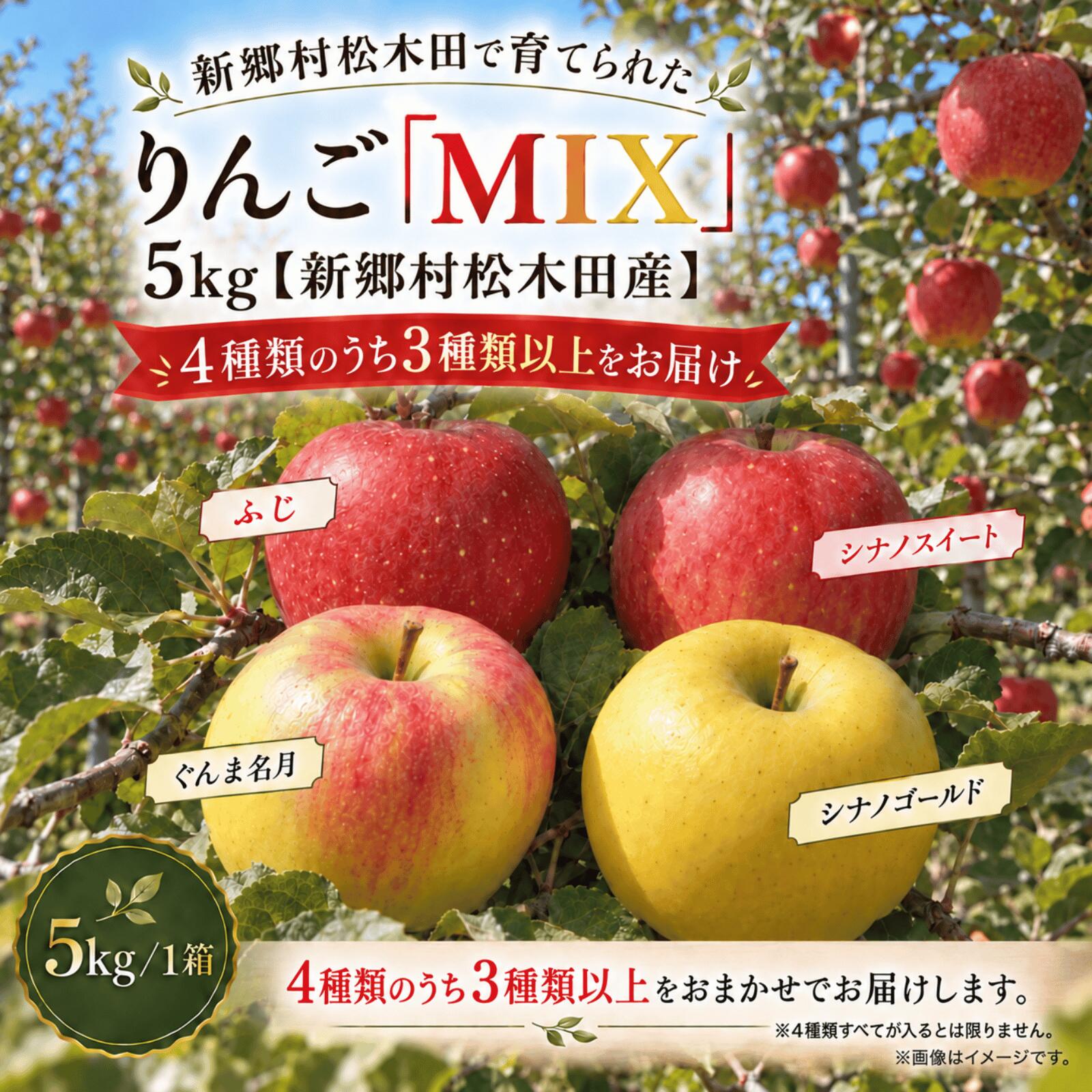 りんご「MIX」5kg【新郷村松木田産】 リンゴ 林檎 りんご ふじ ぐんま名月 シナノスイート シナノゴールド 出荷開始時期：12月1日〜1月31日