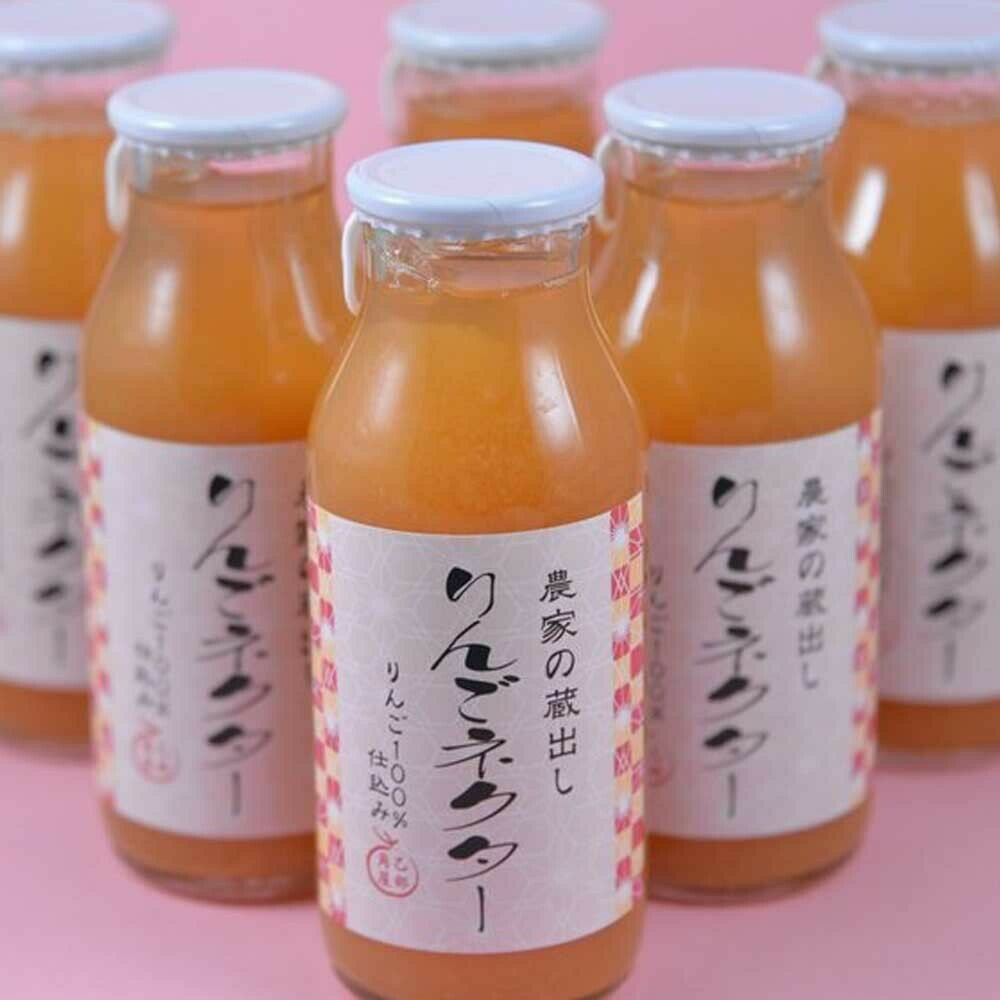 佐々木果樹園 乙部角屋 蔵出し 濃厚りんごネクター 180ml×6本 [ 飲料 果汁飲料 飲み物 アップルジュース 果肉入り 濃厚 あと味スッキリ サンフジ ]