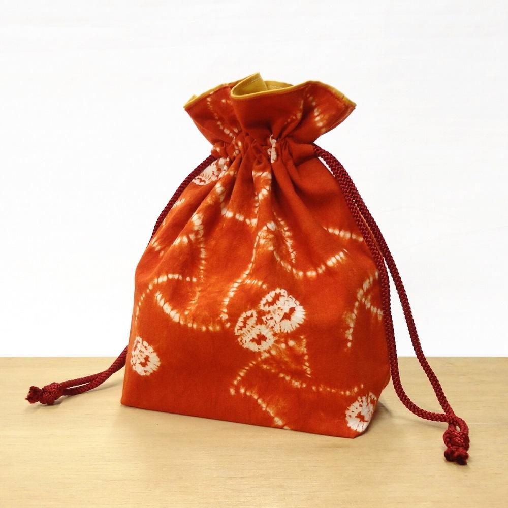 【ふるさと納税】【南部しぼり　茜染】 巾着 ＜ふるさと納税限定＞ 草紫堂 小物 浴衣 和装 和服 着物 南部茜染 裏地付き 内ポケット付き 小物整理 小物収納 収納袋 ポーチ