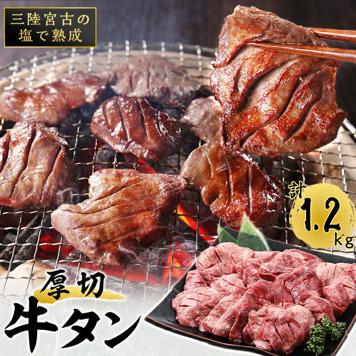 三陸宮古の塩を使用した熟成牛タンスライス味付け1.2kg(200g×6) 牛肉 肉 お肉 牛たん タン たん 焼肉 人気 美味しい [配送不可地域:離島]