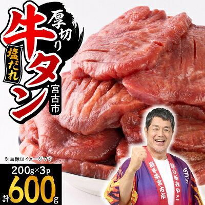 宮古の厚切り塩だれ牛タン 600g(200g×3p)【配送不可地域：離島】【1558883】