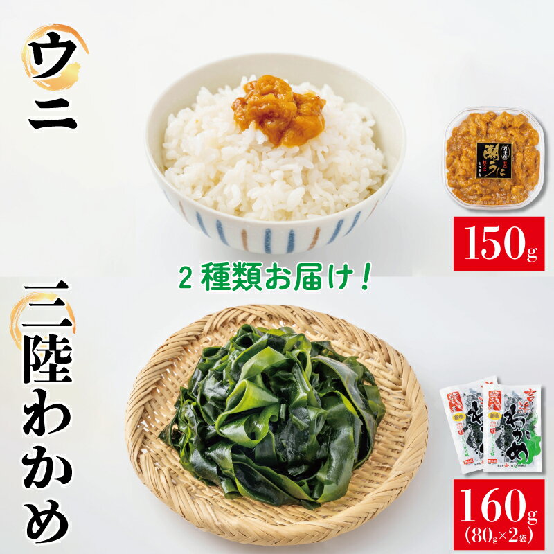 三陸わかめ 潮うに 無添加 150g 塩蔵わかめ 160g (80g×2袋) 冷凍 国産 ( ミョウバン不使用 無添加 冷凍 潮ウニ 塩水 うに 三陸産 国産 うに 天然 雲丹 大船渡市 うに 岩手県 ウニ丼 刺身 雲丹 ウニ おつまみ うに ご飯のお供 18000円)